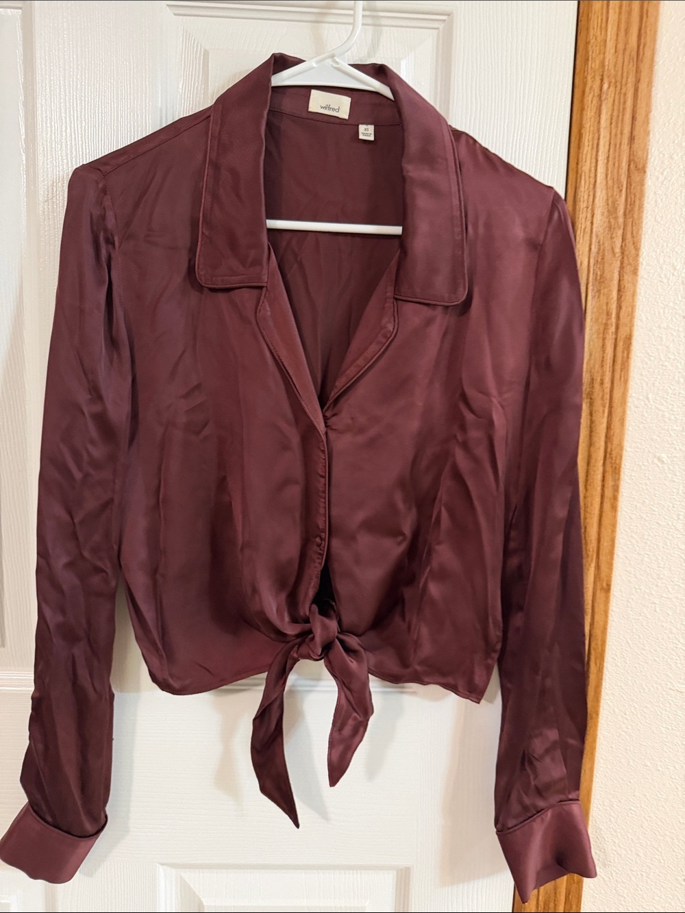 Wilfred  Tie-Front Blouse - Wine/ Brownish Color size XS